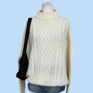 vintage 70s 80s Cream rory gilmore cozy grandpa cable knit sweater